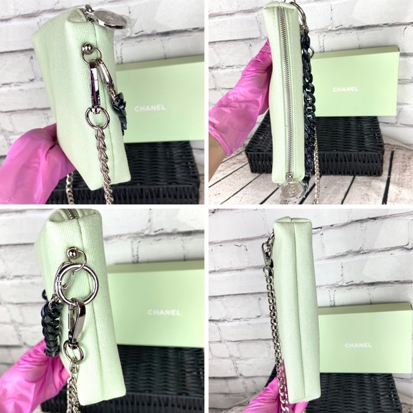 CHANEL seafoam green beauty line cosmetic pouch crossbody or bumbag tote - Picture 5 of 16